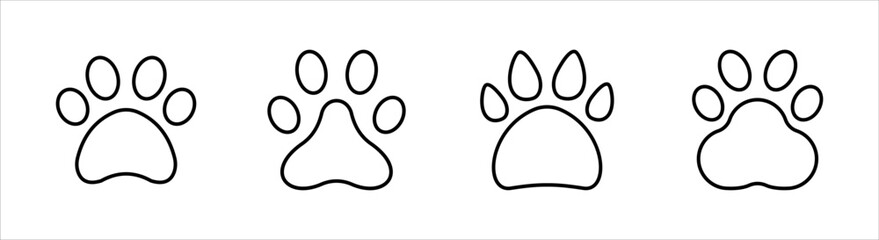 Naklejka na meble Paw icon set vectors illustration, paw print signs and symbols, dog or cat paw, on a white background.
