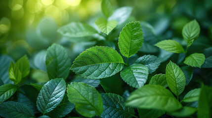 Wall Mural - A lush green plant with leaves that are wet