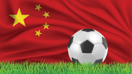 china flag and football and grass