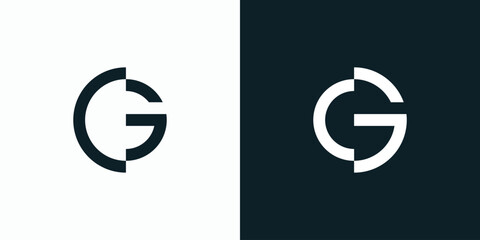 Poster - Vector logo design for the initials G in the shape of a broken circle in a modern, simple, clean and abstract style.