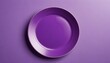© Kromstar Studios - A blank empty purple plate on a purple background with copy space for advertising your products