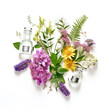 © Mariia - Set of medicinal herbs and bottles on a white background. Medicine, perfumery, aromatherapy, spa.