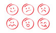 © Tatiana - Emotions faces hand drawn icon set. Sketch of pen brush.Vector illustration