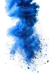 Wall Mural - Abstract vibrant blue powder explosion on white background, capturing dynamic energy and motion in a stunning visual display.