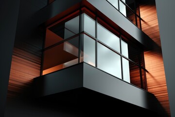 Canvas Print - Modern Architecture with Glass Panels and Brick Wall