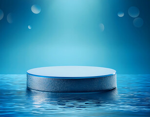 Aufkleber -  Abstract 3D Podium on Blue Background- A 3D display stand on a blue water background, perfe_1(18)