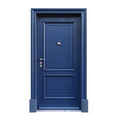 Modern navy blue door isolated on transparent or white background