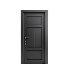 Modern black door isolated on transparent or white background