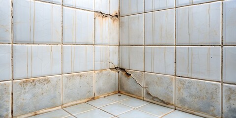 Poster - cracked shower wall corner grout creative ai