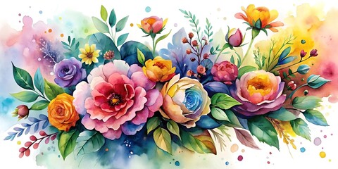 Wall Mural - Watercolor painting Abstract floral composition with bold contrasts and dynamic compositions Creative AI