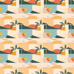 Wall Mural - abstract summer background, repeatable seamless background pattern tile