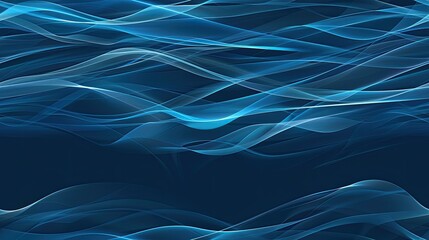 Poster - Abstract blue, white, and orange lines are set against a dark background. The lines appear to be waving, creating a sense of motion SEAMLESS PATTERN
