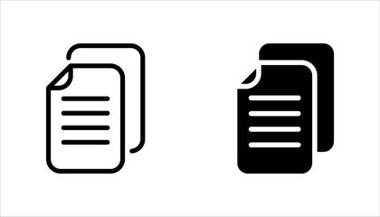 Copy or duplicate file icon set. In line style design for website design, app, UI. vector illustration on white background.