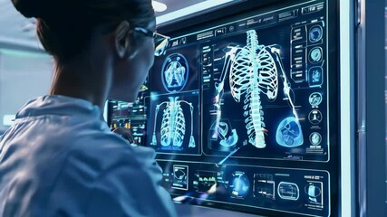 Wall Mural - Data from a futuristic HUD medicine screen, 4K