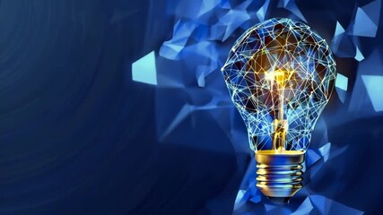 Poster - A brightly colored electric light bulb on a dark blue background. Technology concept innovation artificial intelligence brainstorming.