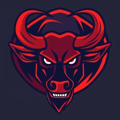 Fierce and angry cartoon bull mascot, illustration of a strong character