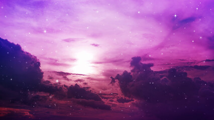 Wall Mural - night purple sky with stars.