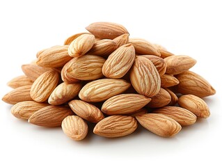 Nutritious Almonds on White Background - Healthy Snack Concept