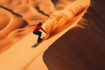 Wall Mural - Adventure sandboarding in a desert