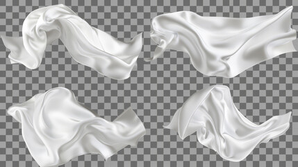 Wall Mural - white satin fabric floating, isolated