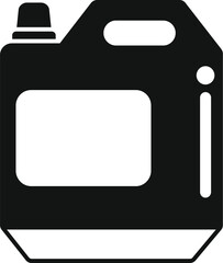 Poster - Simple black plastic jerrycan is standing, presenting a blank label for your product
