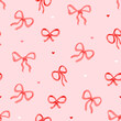 © Monika - Pink bows and hearts coquette vector pattern