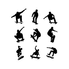 Wall Mural - set of skateboard vector silhouette	