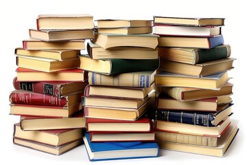 Poster - Colorful book stack for education and reading.