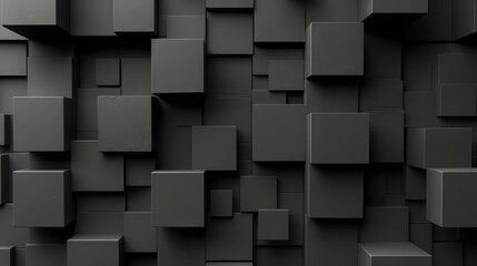 Poster - Abstract Geometric Pattern of Black Cubes