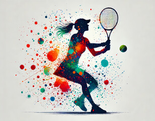 A female tennis player in action