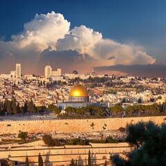 Wall Mural - Jerusalem city centre, AI generated