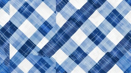 Poster - This gingham pattern showcases a classic checkered design in various blue hues, perfect for stylish fabric applications