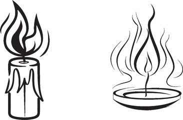 Poster - Line drawing of a candle. Icon of a candle made up of one line. Background drawings made up of one line. Modern illustration. Christmas candle icon.