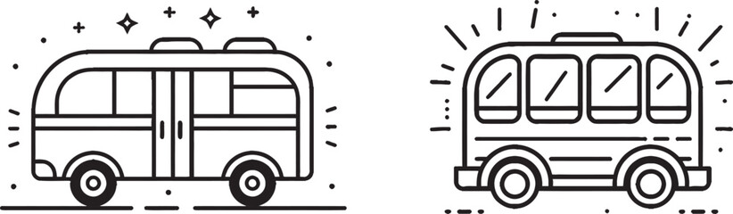 Poster - Symbol of bus transport line. Continuous one line with curl. Tourism vehicle symbol. Bus outline ribbon. Loop curve pattern. Modern illustration..