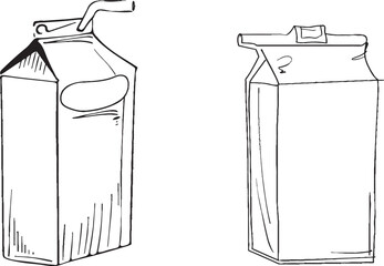 Poster - Design for packaged milk with a continuous line. White background with decorative elements.