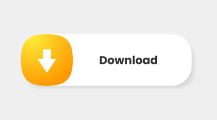 Poster - 3D download button icon. Upload icon. Down arrow bottom side symbol. Click here button. Save cloud icon push button for UI UX, website, mobile application.