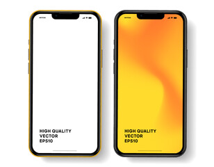 Leinwandbilder - Realistic smartphone mockup. Mobile phone vector with isolated on white background. Device front view. 3D mobile phone with shadow. Realistic, high quality smart phone mockup for ui ux presentation.