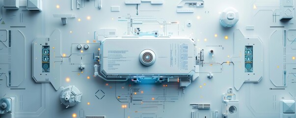 Poster - High resolution minimalist futuristic technology circuit board with glowing elements