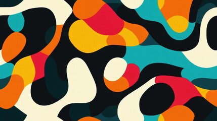 Poster - A vibrant retro pattern with funky shapes and bright contrasts in cheerful colors creates a playful and lively visual experience