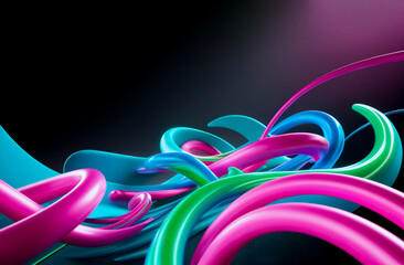 Beautiful swirl of pink blue and green hues, Swirling gradients of vibrant hues background