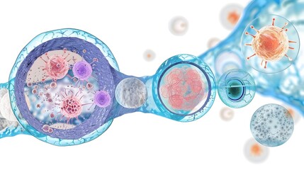 Aufkleber - Detailed of Stem Cell Differentiation Process in Scientific Laboratory