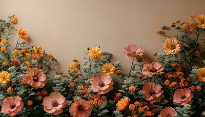 Poster - Spring floral arrangement with blank white frame.