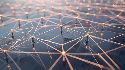 Aufkleber - Global Business Network Concept with Interconnected Mesh Lines
