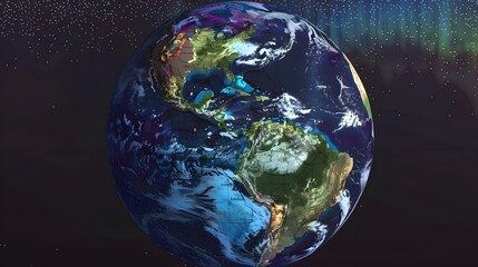 Aufkleber - Global Weather Patterns   A Digital Globe Showcasing Climatic Zones and Weather Systems Worldwide