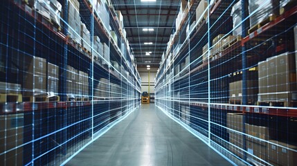 Poster - Modern E commerce Warehouse with Logistics Visualization