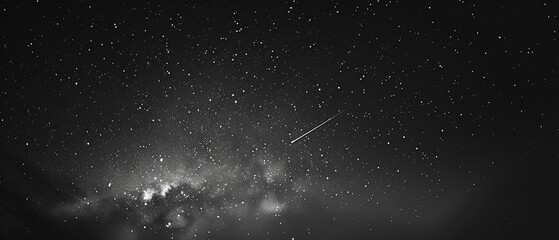 monochrome night sky with a single colorful shooting star, wishful thinking