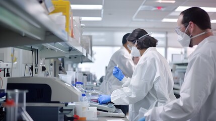 Poster - Stem Cell Research Laboratory with Scientists Conducting Experiments