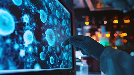 Aufkleber - Stem Cells Being Studied on a Computer Screen for Medical Research and Innovation