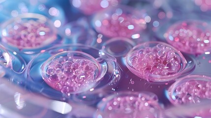 Poster - Vibrant Microscopic Cellular Structures in a Petri Dish   Futuristic Scientific