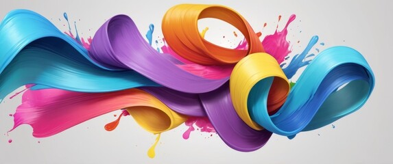 Aufkleber - Abstract Acrylic Swirl. Fluid Rainbow Design